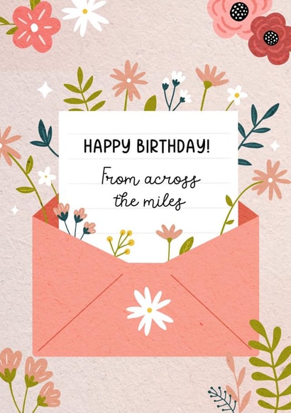 Happy Birthday from across the miles card created by Evie Garnett Designs