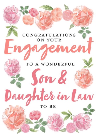 Congratulations on your Engagement - Son and Daughter in Law - floral engagement card created by Juniper and Rose Studio