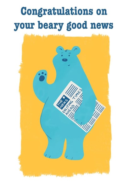 Cute bear pun congratulations card created by Karentoons