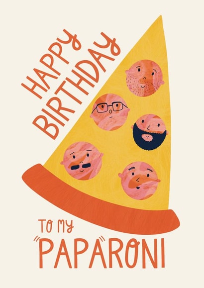 Dad PAPAroni Pizza Birthday Card created by Christine Cuddihy Illustration