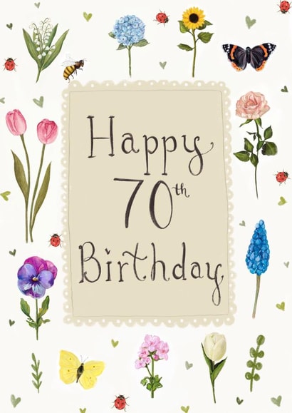 70th Birthday card created by Love Lucy Illustration