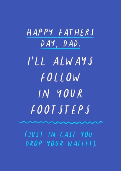 Fathers Day 'Follow In Your Footsteps' Funny Joke Cheeky Wallet Money Rude created by Flourish Paperworks