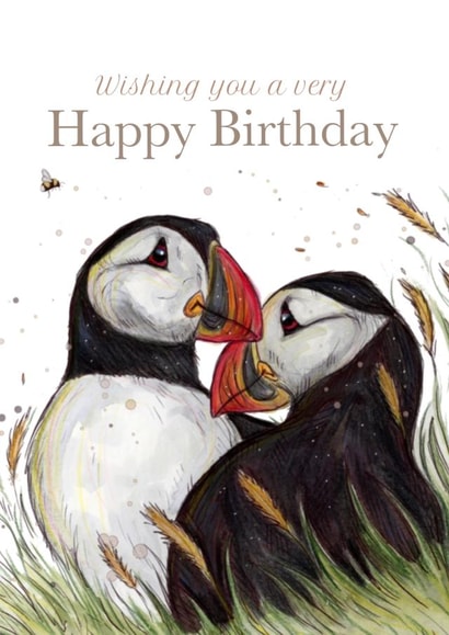 Puffin Love Birthday Card created by Silvia Whiteley Art
