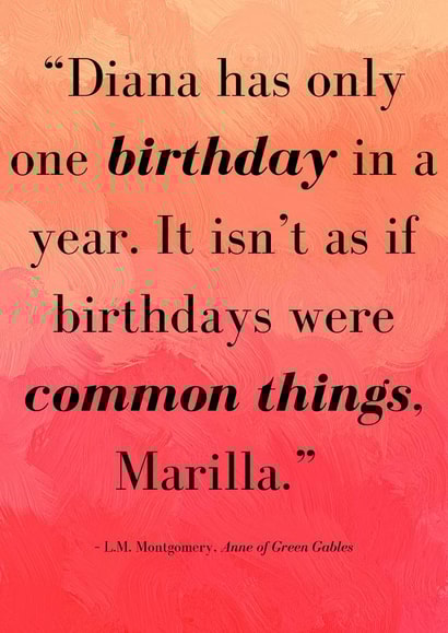 Anne of Green Gables birthday card created by Book Club Designs