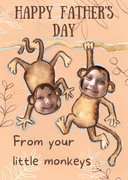 monkeys dad Father's Day Personalised Photo Card 16560 created by Kate Garrett