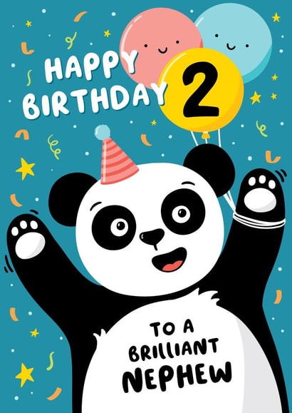 Party Panda 2nd Birthday Card Nephew created by Macie Dot Doodles