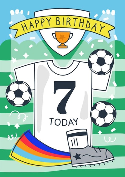 Happy Birthday Football 7th Birthday Soccer Card created by Creative Joy