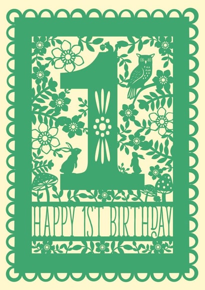 Woodland First Birthday Card created by Pogofandango