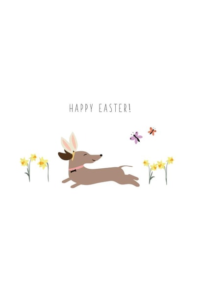 Sausage dog Easter card created by Giggl Greetings