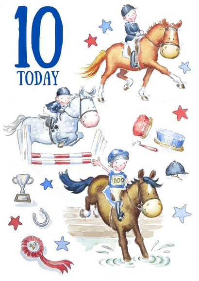Cute 10th Birthday Card - Horses - Riding created by Kate Garrett