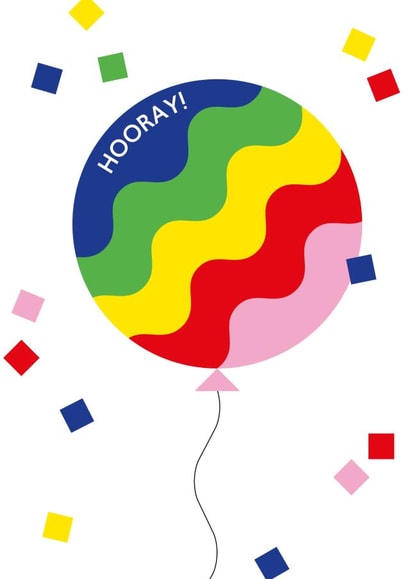 Hooray! Rainbow birthday balloon card created by Alphablots