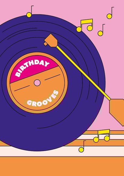 Birthday grooves vinyl record happy birthday card created by Alphablots