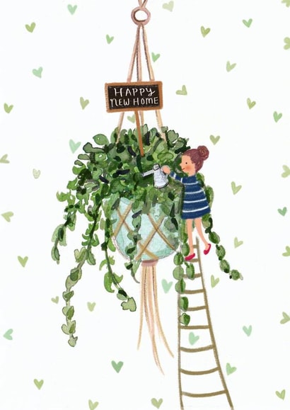 Pretty Hanging Plant New Home Card - House Plant - Happy New Home created by Love Lucy Illustration
