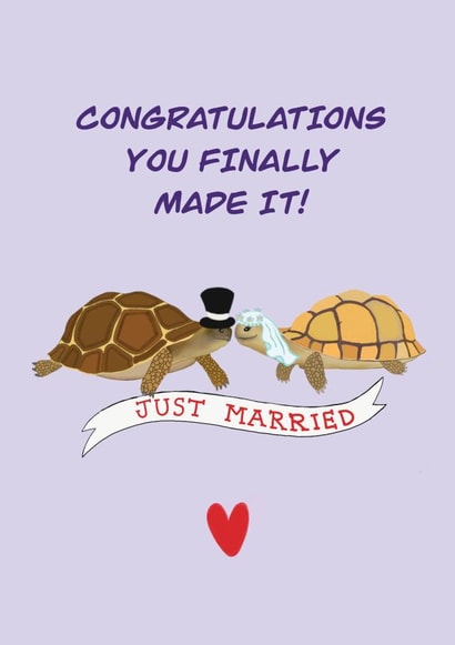 Married at last card - Tortoise wedding card created by beacapomaggidesign