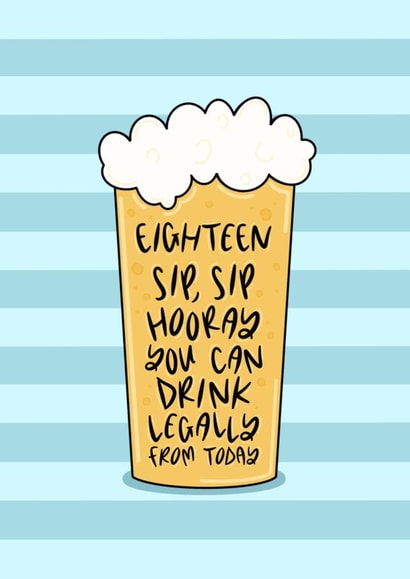 Sip, Sip, Hooray, 18th Birthday Beer Card created by Muses & May 