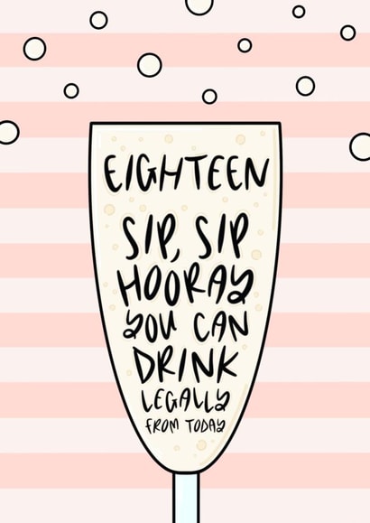 Sip, Sip, Hooray, 18th Birthday Prosecco Card created by Muses & May