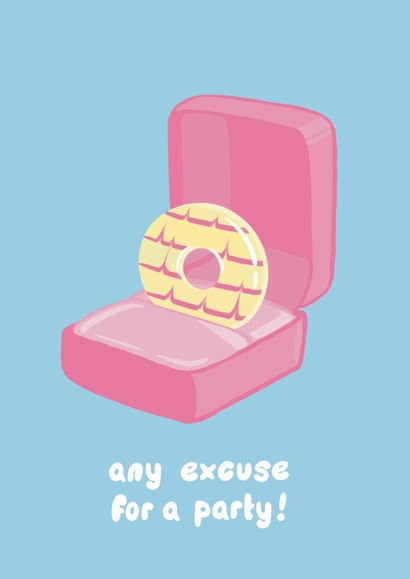Party Ring Funny Biscuit Engagement Card in Pastel Colour Palette created by Lucy Maggie Designs