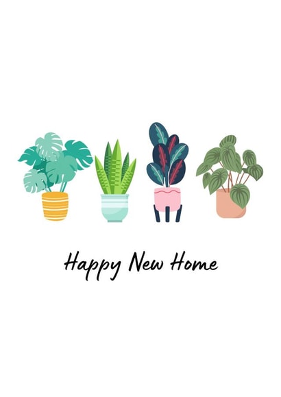 Pretty New Home Card - House Plants - Happy New Home created by ByNatalieAnne