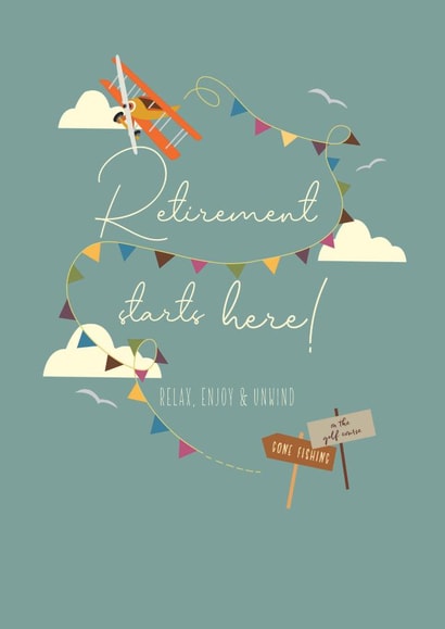Retirement starts here! card created by Peony Rose Design