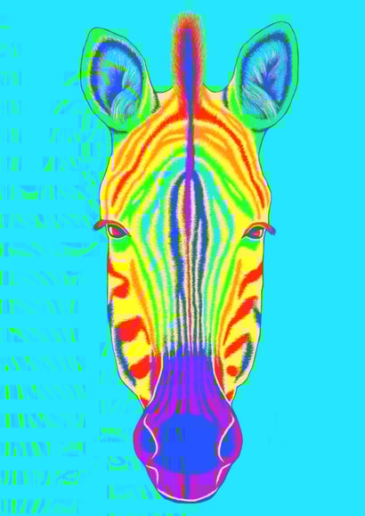Rainbow Zebra Birthday Card created by Wild Natured