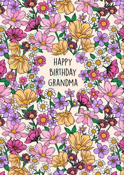 Beautiful botanical birthday card for Grandma  created by Poppy & Mabel 