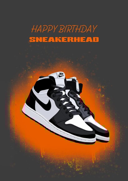 Retro Jordan 1 Panda Sneakerhead Birthday Card created by Alexandria Frances