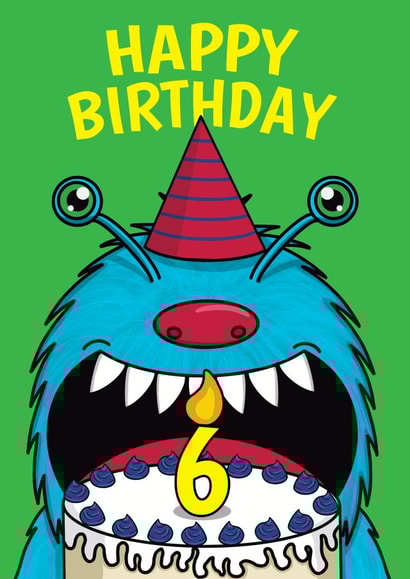 Cake Monster Happy 6th Birthday created by @Cupsie's Creations