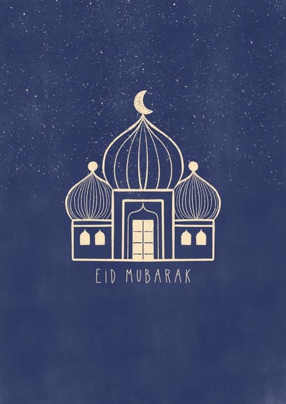 Eid Mubarak | Mosque Blue Card created by BYBAMBY