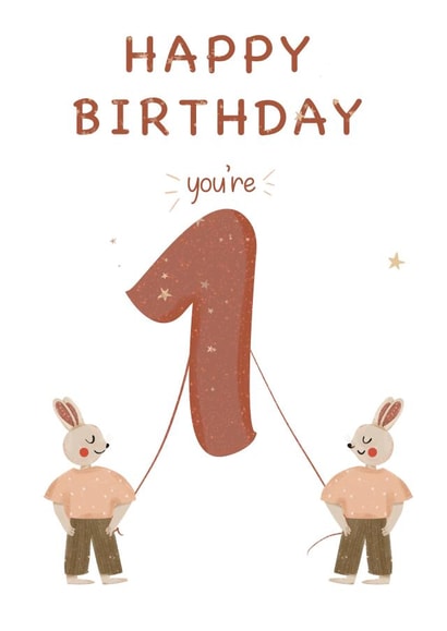 Rabbit 1st Birthday card created by Kaytealogy