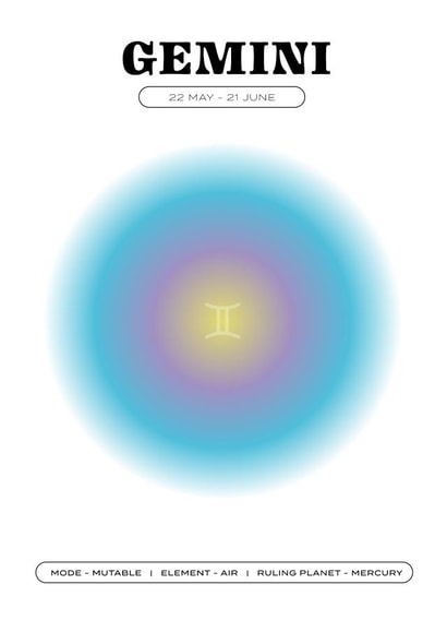 Zodiac Astrology Gemini Birthday Card created by Elena Smith