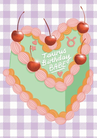 Taurus Starsign Happy Birthday Cake Card created by The Stylist Illustrates