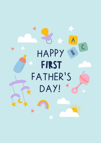 Happy First Father's Day! Cute illustrated First Father's Day Card. created by Zoe Spry