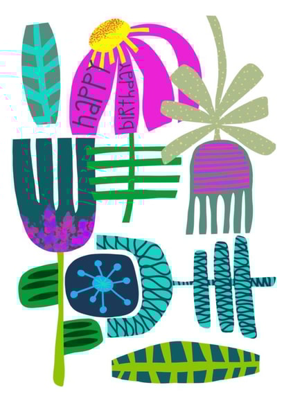 Modern floral element Happy Birthday card created by Stacey Illustrates