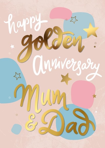 Cute Typography Anniversary Card - 50th Anniversary - Mum & Dad - Happy Golden Anniversary Mum & Dad created by @MarcoLooks