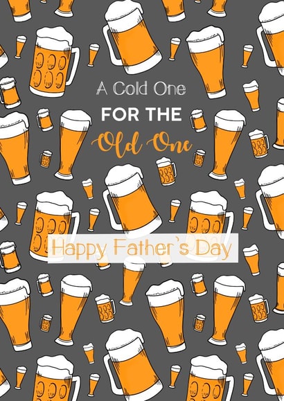 Classic Fathers Day Card - Dad - Beer - A Cold One For The Old One created by Paper Wishes Co