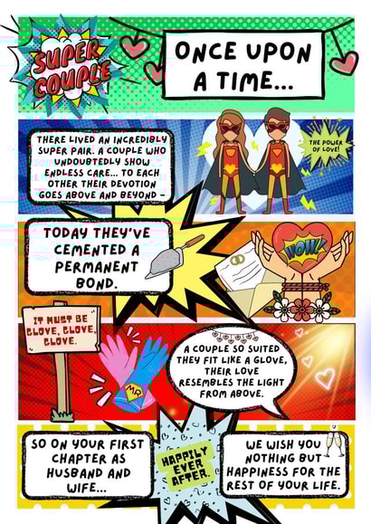 Super Couple - Comic Themed Wedding Card created by Your Once Upon A Time