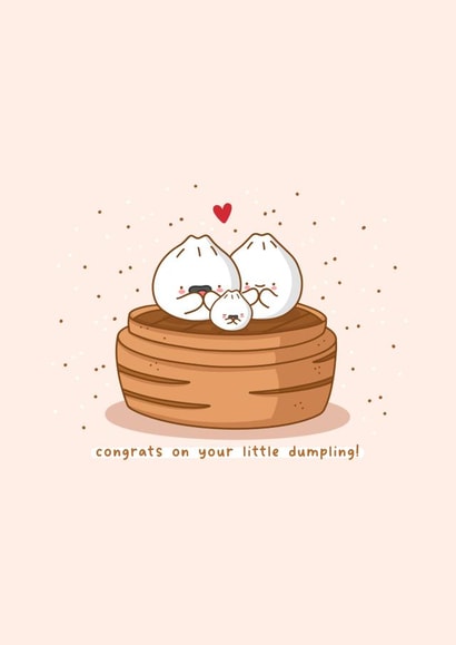 Congrats on your little dumpling - bao bun, dim sum new baby card created by Rosalie Perl