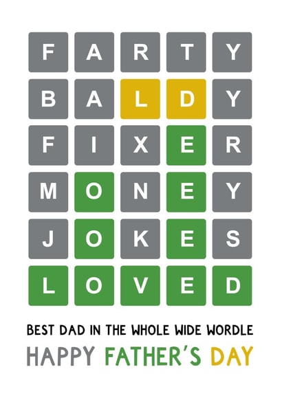 Funny Fathers Day Card - Dad - Wordle - Best Dad In The Whole Wide Wordle created by Beehive Design