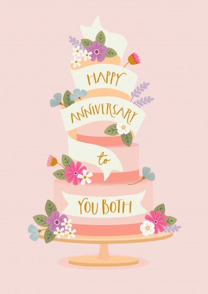 Pretty Flowery Wedding Anniversary Cake Card created by The Pattern Press