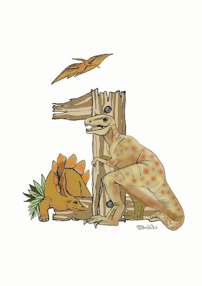 First birthday roarsome number 1 dinosaur card created by Helen Leslie Illustrator