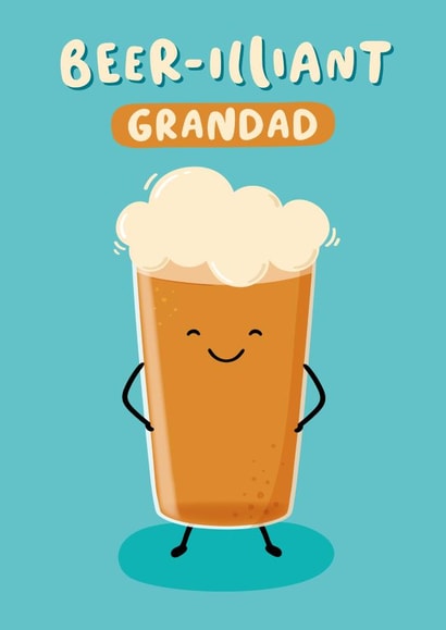Funny Beer Pun Fathers Day Card / Birthday Card - Grandad - Beer - Beer-illiant Grandad created by Macie Dot Doodles