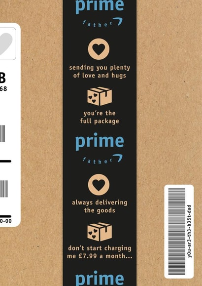 Funny Fathers Day Card / Birthday Card - Dad - Amazon Prime - Sending You Plenty Of Love And Hugs created by Cards from Designers