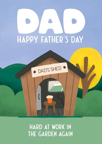 Garden Shed/Man Cave Fathers Day Card for Gardener Dad created by Bev O'Connor || @oconnordesign