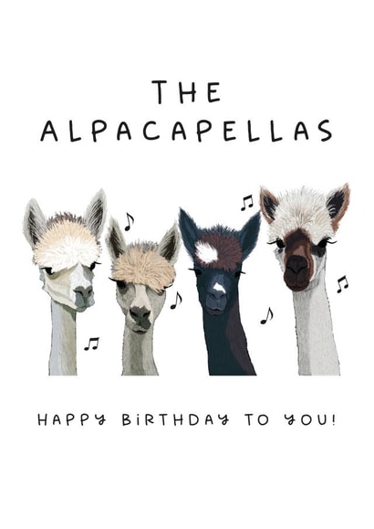 Funny Alpaca Birthday Card - The Alpacapellas Happy Birthday to you! created by badgerbee design