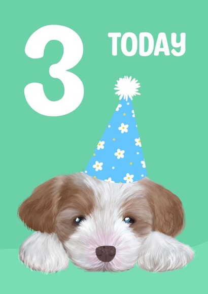 Cute puppy 3rd birthday card  created by Sarah Stephenson