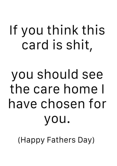 Fathers Day care home joke card 1000 created by Coffee cup fun