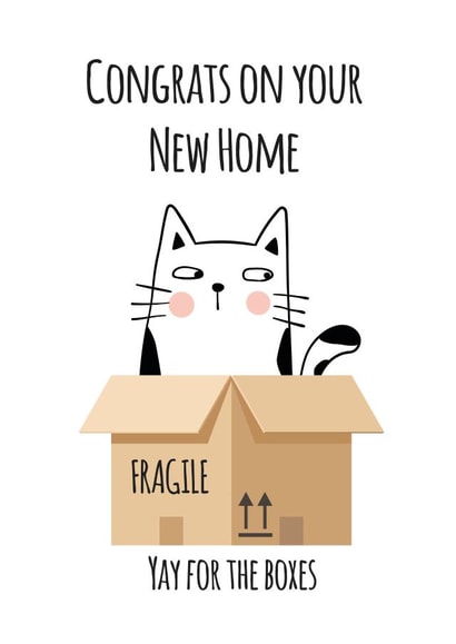 Funny Cat New Home Card - Moving Boxes - Congrats On Your New Home created by Dotesy Designs