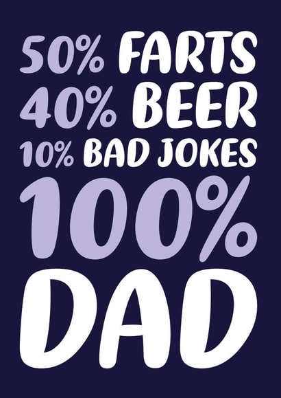 100% Dad Card for Dad created by Dean Morris Cards