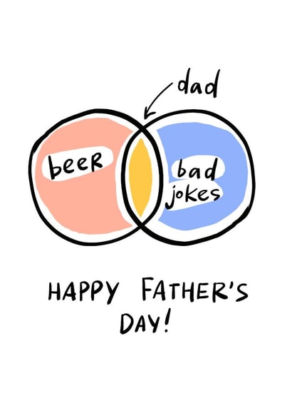 Funny Venn Diagram Fathers Day Card - Beer - Bad Jokes - Happy Father's Day created by Olla