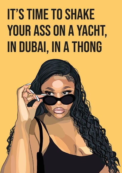 Nella Rose "shake your ass on a yacht" card created by SophiPrints